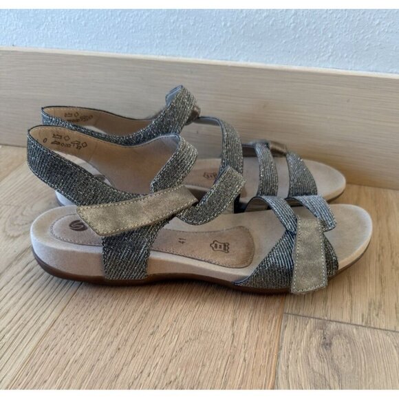 Remonte Soft Slip On Sandals Shoes 41 10 Gray Adjustable Strap Heel Leather - Picture 3 of 4